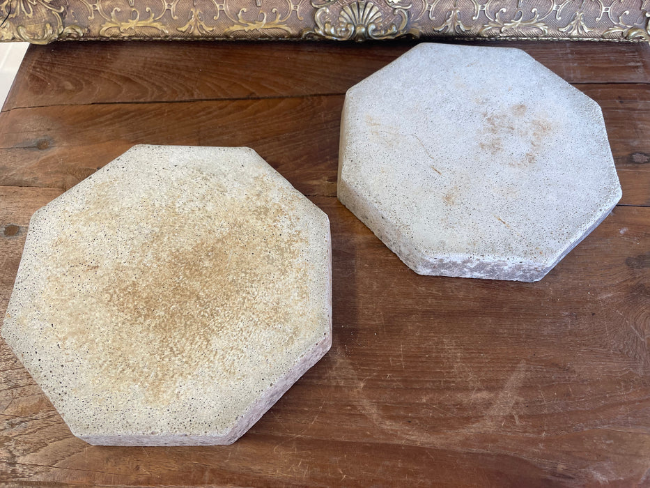 Pair of Vintage Mosaic Glass and Concrete Octagonal Stepping Stones