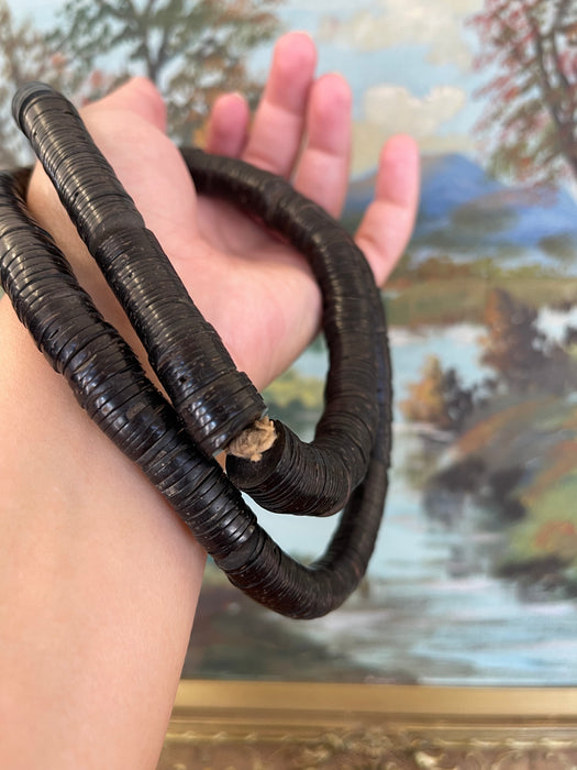 Likely Antique African Black Vinyl Heishi Disc Trade Beads Necklace