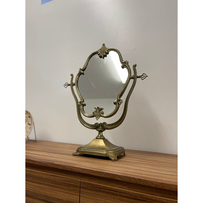 Vintage Victory Style Brass Toned Table Mirror