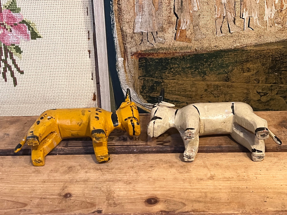 Pair of primitive handmade vintage animal Sculptures