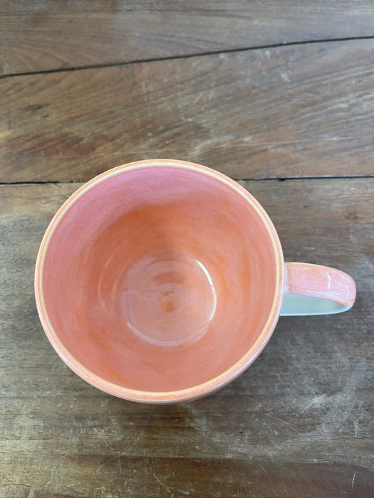 Handmade Wheel-Thrown Ceramic Strawberry Mug with Peach Glaze Interior