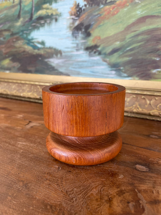 Vintage Kalmar Teak Wood Candle Holder or Vessel Base, Made in Thailand
