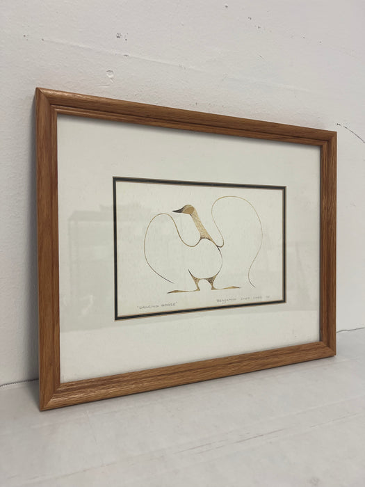 Vintage framed and matted art Title ‘ Dancing Goose ’ by Benjamin Chee chee dated 1975