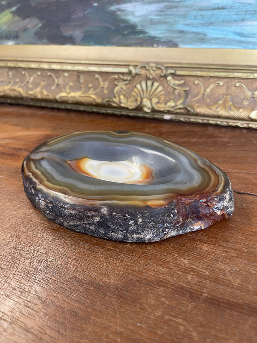 Polished Likely Agate Slice Bowl with Natural Banding