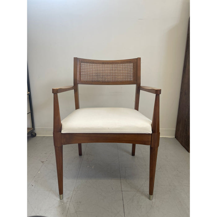 Vintage Mid Century Modern Chair With Rattan Backing