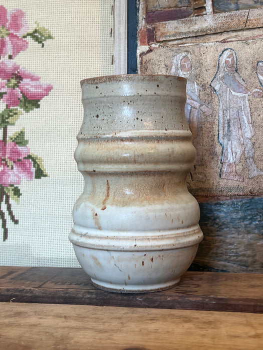 Vintage signed mid Century Modern organic style glazed pottery Vase.