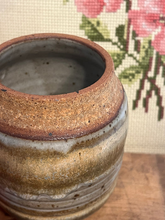 Vintage Signed Studio Pottery Vase With Nice Glaze Details as Is.