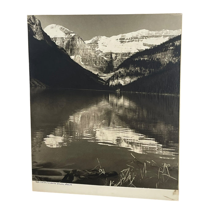 Vintage Black and White Photograph of Lake Louise & Victoria Glacier, Alberta, Canada