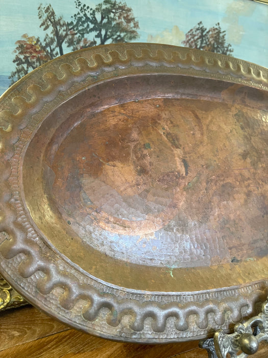Vintage Hand-Hammered Oval Tray by Marsar Arte y Cobre, Puerto Vallarta, Mexico