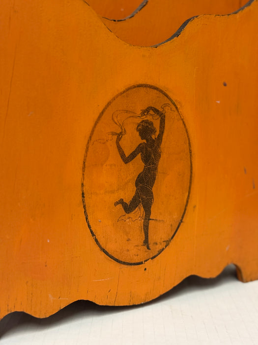 Aged Vintage Magazine Holder with Greek inspired Motif