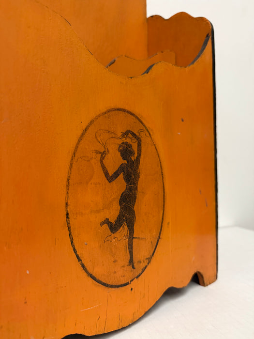 Aged Vintage Magazine Holder with Greek inspired Motif