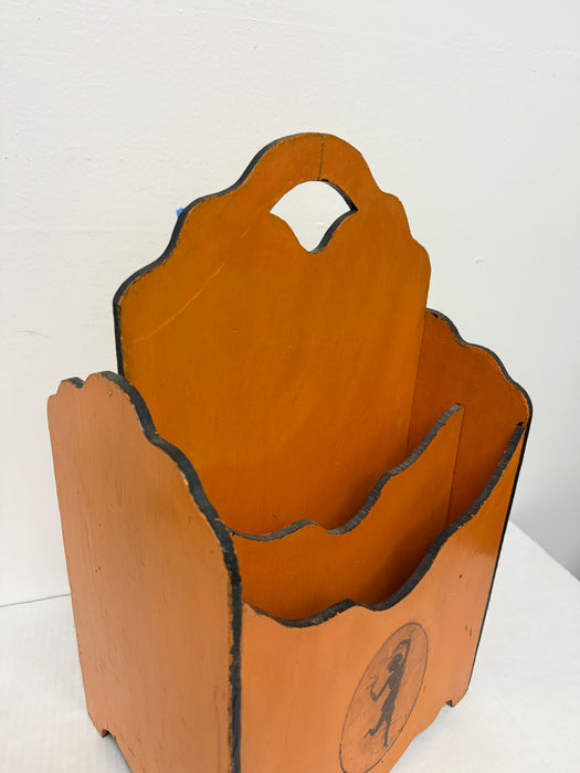 Aged Vintage Magazine Holder with Greek inspired Motif