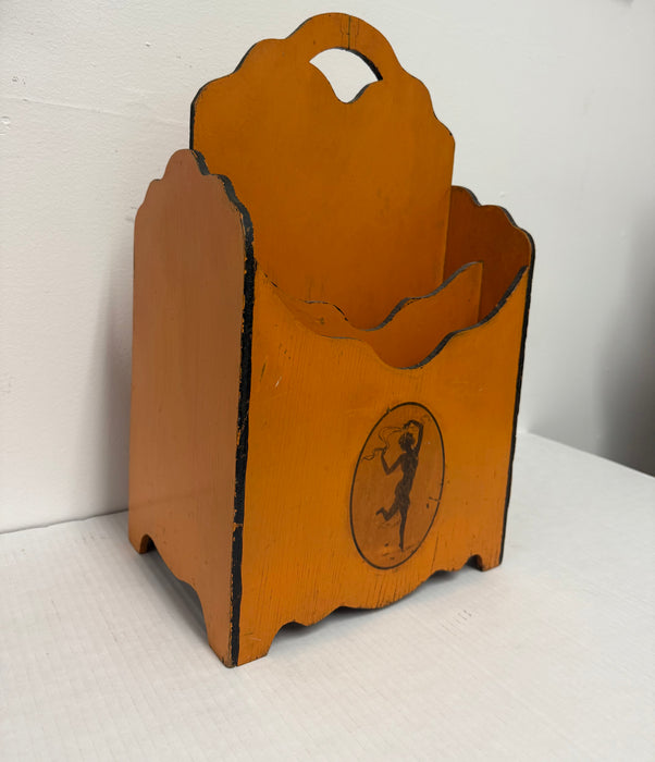 Aged Vintage Magazine Holder with Greek inspired Motif