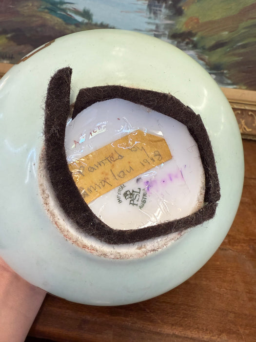 Antique 1918 Hand-Painted Porcelain Vase - PSL Austria Imperial Mark, Signed Floral Art Nouveau Style