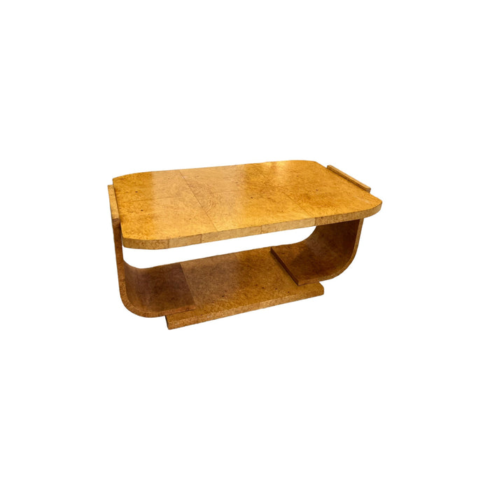 Antique 1920s Art Deco Book Matched Burl Maple Coffee Table Stand