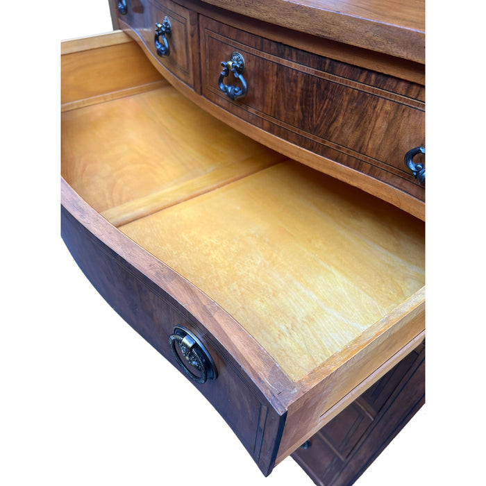 Antique 6 Drawer Dresser Dovetail Solid Wood Drawers With Burl Veneer