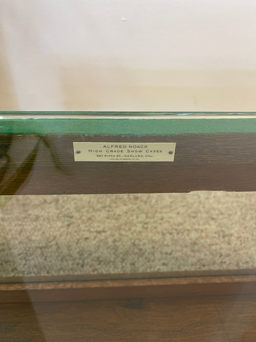 Antique Alfred Noack Oak and Glass Countertop Display Case with Brass Hardware, Oakland California Maker