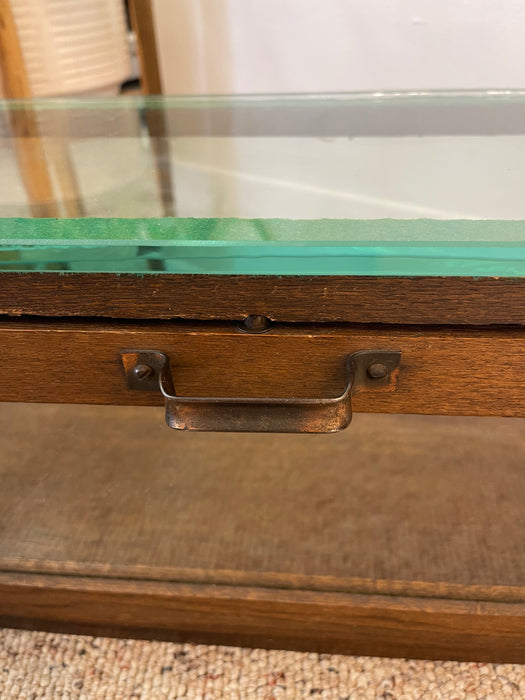 Antique Alfred Noack Oak and Glass Countertop Display Case with Brass Hardware, Oakland California Maker