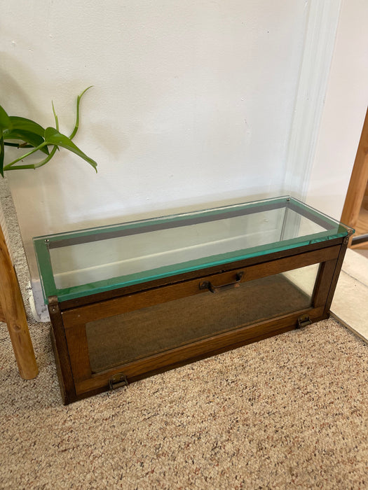 Antique Alfred Noack Oak and Glass Countertop Display Case with Brass Hardware, Oakland California Maker