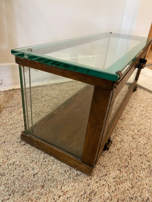 Antique Alfred Noack Oak and Glass Countertop Display Case with Brass Hardware, Oakland California Maker