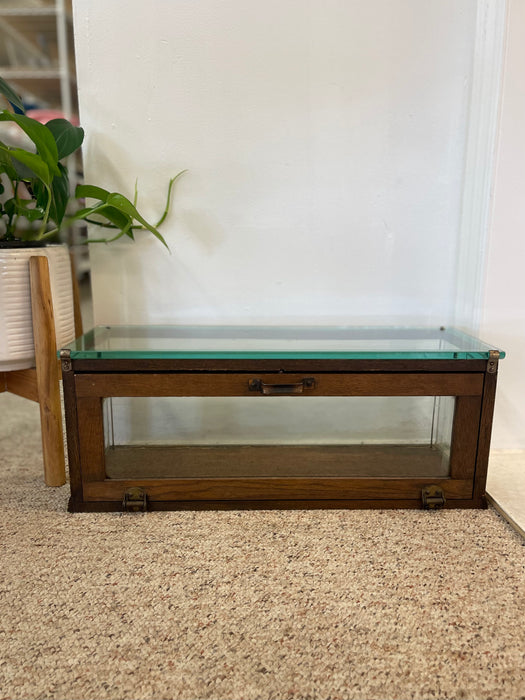 Antique Alfred Noack Oak and Glass Countertop Display Case with Brass Hardware, Oakland California Maker