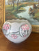 Antique Art Nouveau Hand-Painted Porcelain Bowl with Scalloped Rim and Stylized Pink Floral Decoration