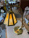 Antique Arts and Crafts Brass and Slag Stained Glass Lamp c.1910 by Salo Metal Arts Company
