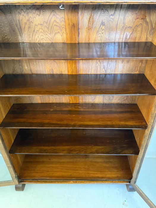 Antique Arts and Crafts Oak 5-Shelf Bookcase with Stained Glass Doors (Available by Online Purchase Only)
