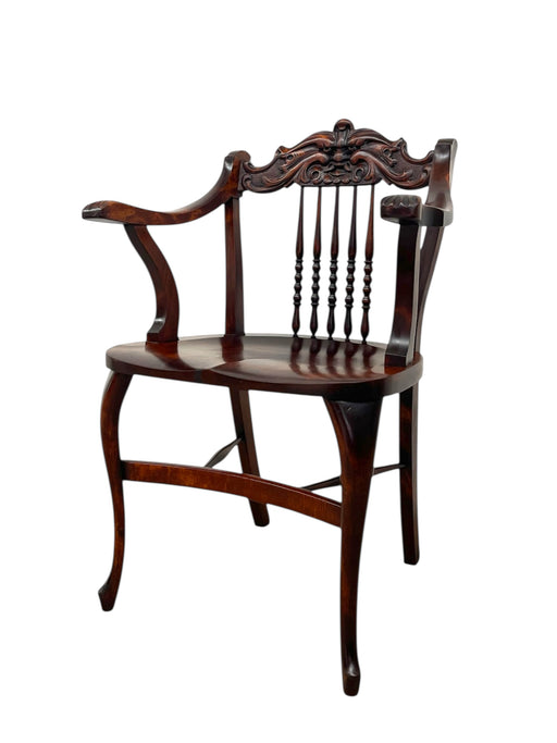 Antique Carved Oak Northwind or Green Man Arm Chair with Paw Armrests, Early 20th Century