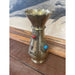 Antique Decorative Brass Bejeweled Vase Red and Blue Accents