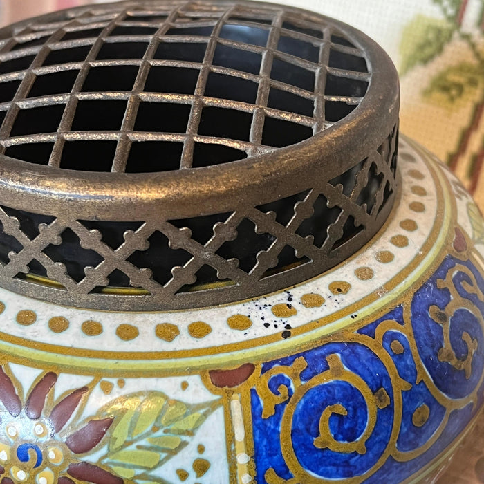 Antique Floral Dutch Ceramic Vase With Detachable Top Dated 1846(Available by online purchase only)