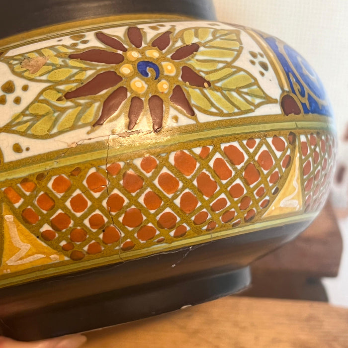 Antique Floral Dutch Ceramic Vase With Detachable Top Dated 1846(Available by online purchase only)