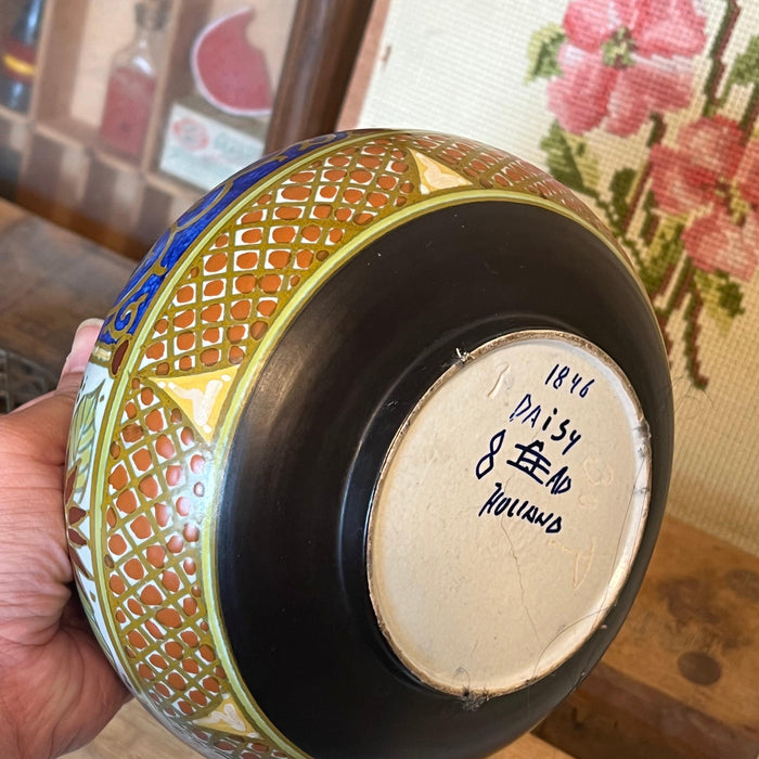 Antique Floral Dutch Ceramic Vase With Detachable Top Dated 1846(Available by online purchase only)