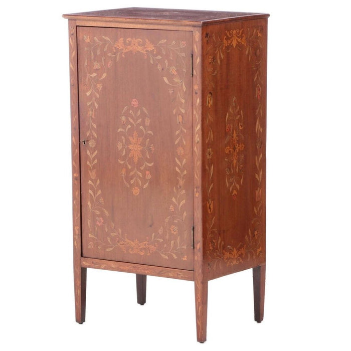 Antique Mahogany Wood Early 20th Century Record Sheet Music Cabinet Edwardian Hand Painted with Key Included (Available by Online Purchase Only)
