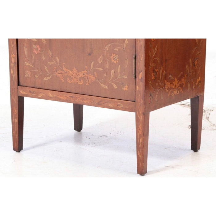 Antique Mahogany Wood Early 20th Century Record Sheet Music Cabinet Edwardian Hand Painted with Key Included (Available by Online Purchase Only)