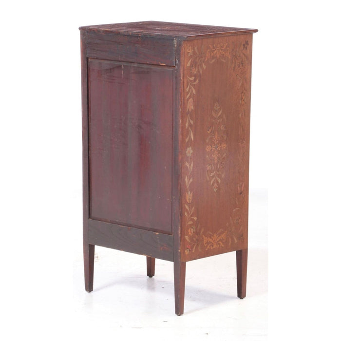 Antique Mahogany Wood Early 20th Century Record Sheet Music Cabinet Edwardian Hand Painted with Key Included (Available by Online Purchase Only)
