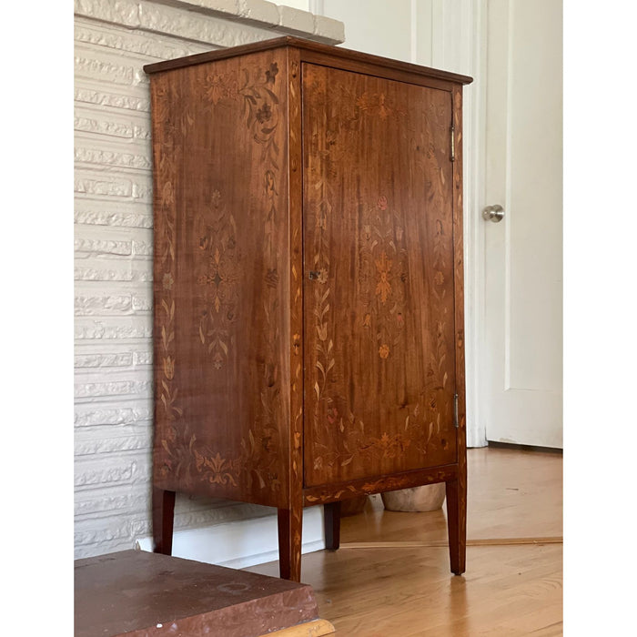Antique Mahogany Wood Early 20th Century Record Sheet Music Cabinet Edwardian Hand Painted with Key Included (Available by Online Purchase Only)