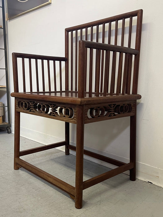 Antique Official’s Arm Chair Wooden Huanghuali Style Spindle Back.