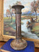 Antique Patinated Brass Toned Candlestick Holder with Wax Residue, Early 20th Century