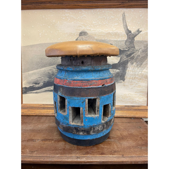 Antique Repurposed Wagon Wheel Hub Decorative Wooden Art Piece.