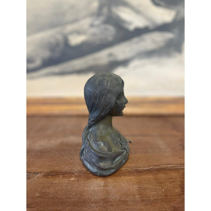 Antique Style Unsigned Sculpture of a Woman with Flower Detail