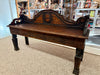 Antique Victorian Carved Oak Hall Bench Intricate Floral Design Entryway Furniture
