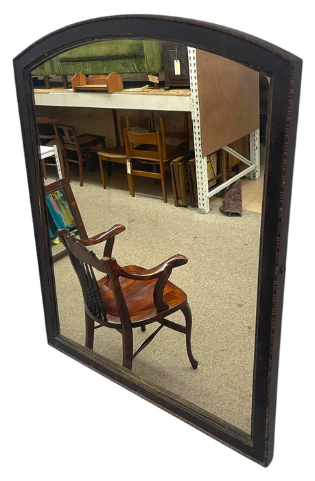 Antique Wall Mirror with Arched Top and Carved Wood Frame
