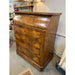Antiques 19th Century Burlwood Dresser With Four Drawers and Bar Top and Patina Glass With Key