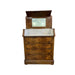 Antiques 19th Century Burlwood Dresser With Four Drawers and Bar Top and Patina Glass With Key