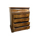 Antiques 19th Century Burlwood Dresser With Four Drawers and Bar Top and Patina Glass With Key