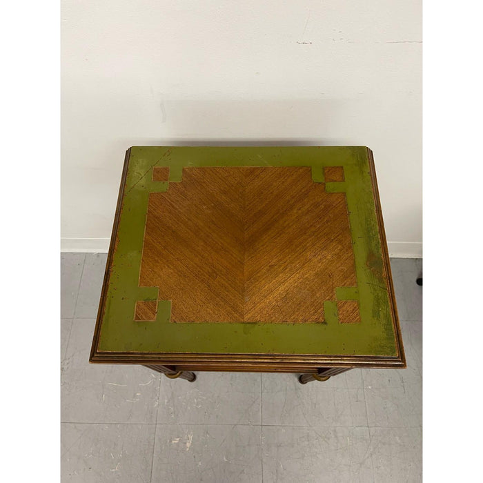 Vintage French Regency Style Side Table With Hand Painted Motif.