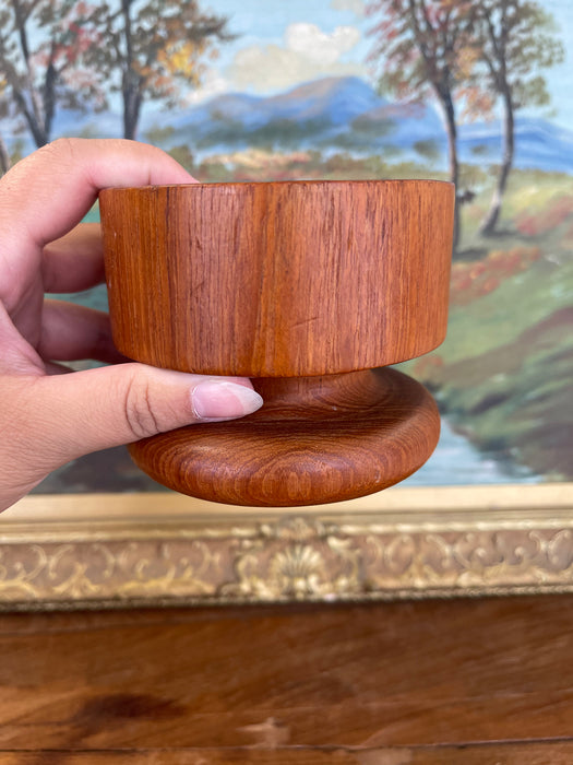 Vintage Kalmar Teak Wood Candle Holder or Vessel Base, Made in Thailand