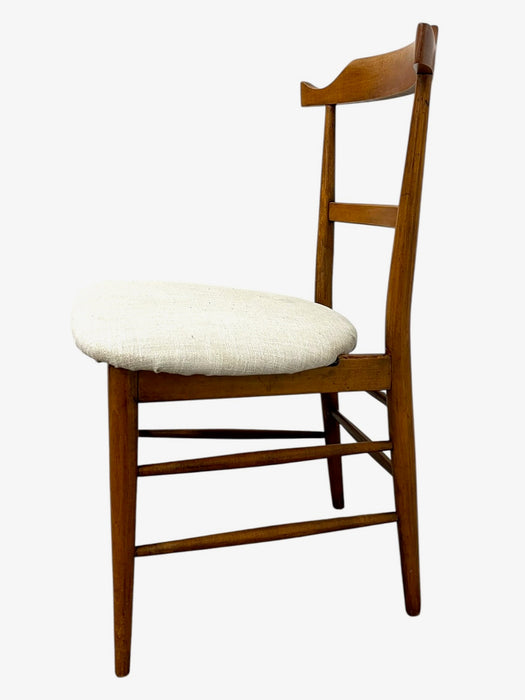 Vintage Mid-Century Modern Dining Chair in the Style of Milo Baughman - Upholstered Seat & Sculpted Wood Back