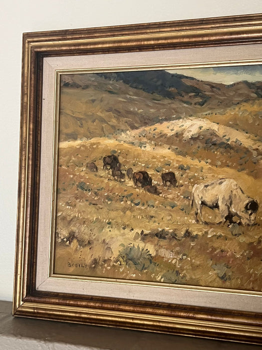 Vintage Bison Landscape by Sheryl Bodily